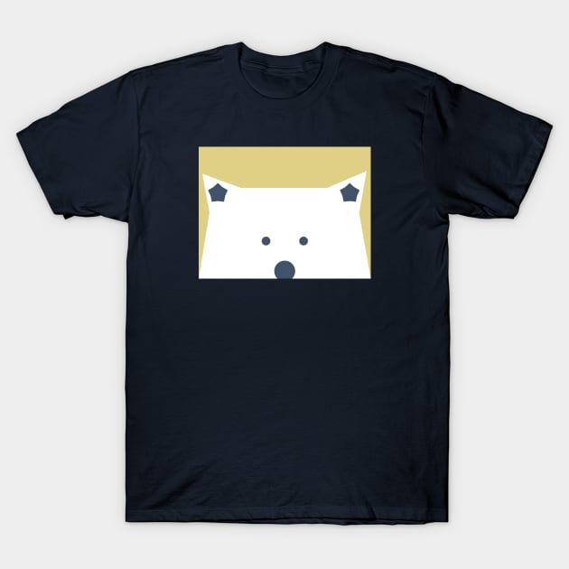 Peek-a-Boo Bear with Stars in Ears, Navy and Gold T-Shirt by ABKS